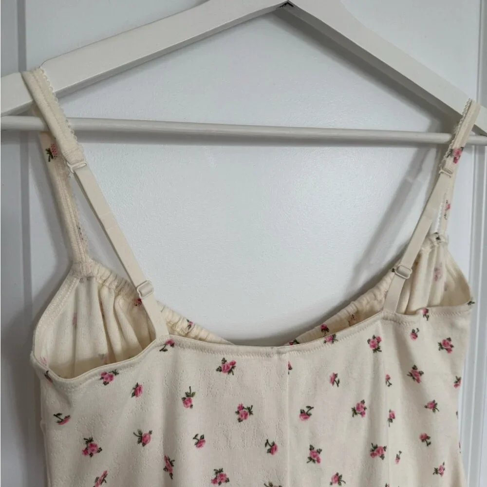 SKIMS NWOT Logo Pointelle Floral Cream Mini Dress - Picture 8 of 9